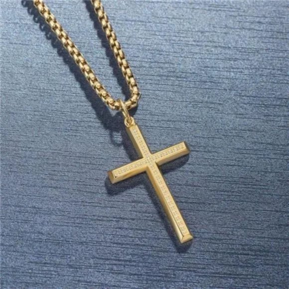New Crucifix Cross Pendant Long Necklace Fine Jewelry For Men - Picture 5 of 7